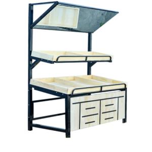 Quality Supermarket Fruit And Vegetables Shelves Wood And Cold Rolled Steel wholesale