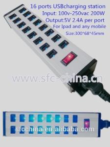 Quality 5V 2.4A USB 16-PORT CHARGING STATION FOR iPad mobile MP3 wholesale