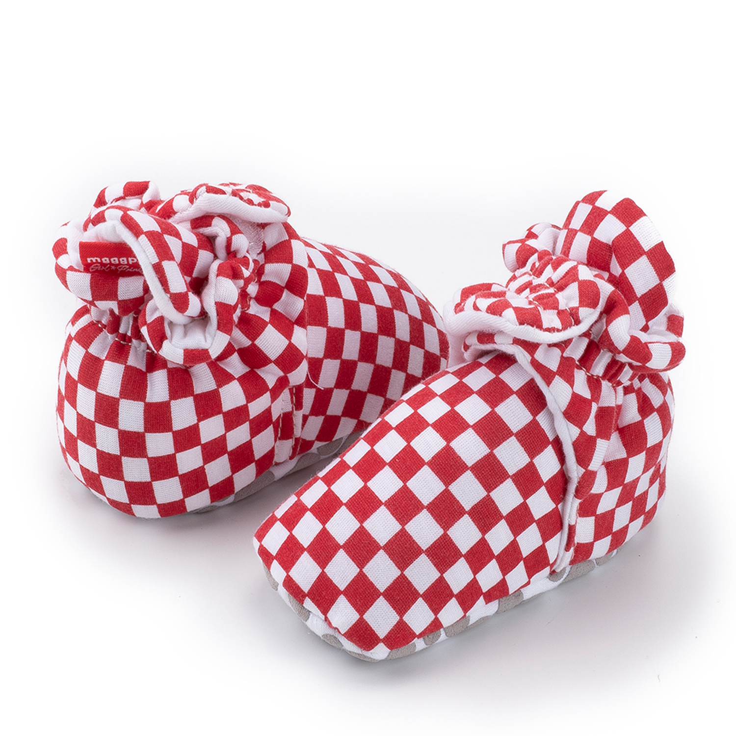 New designed Cotton fabric Gingham red indoor prewalk toddler baby sock shoes