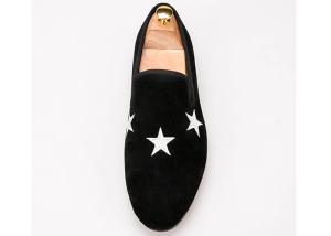 Quality Dark Blue Mens Velvet Smoking Slippers Elegant Star Custom Embroidered Slippers wholesale