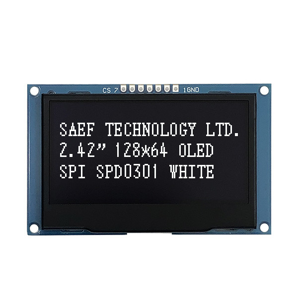 2.42-Inch 128x64 Dots OLED Display Module With SPI Interface And White & Blue Font Colors