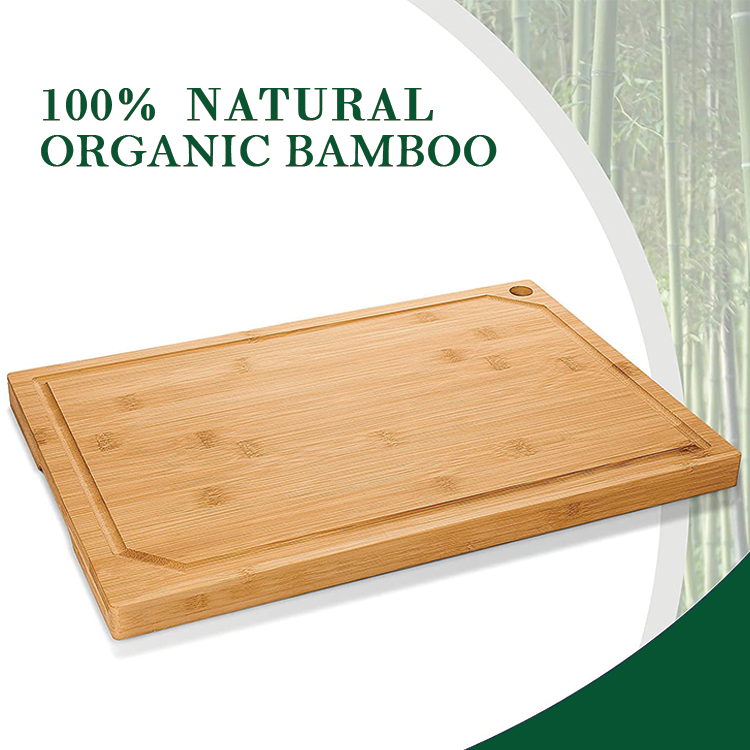 Thick Bamboo Chopping Cutting Board Butcher Block With Juice Groove Custom 38.1x25.4x1.5cm