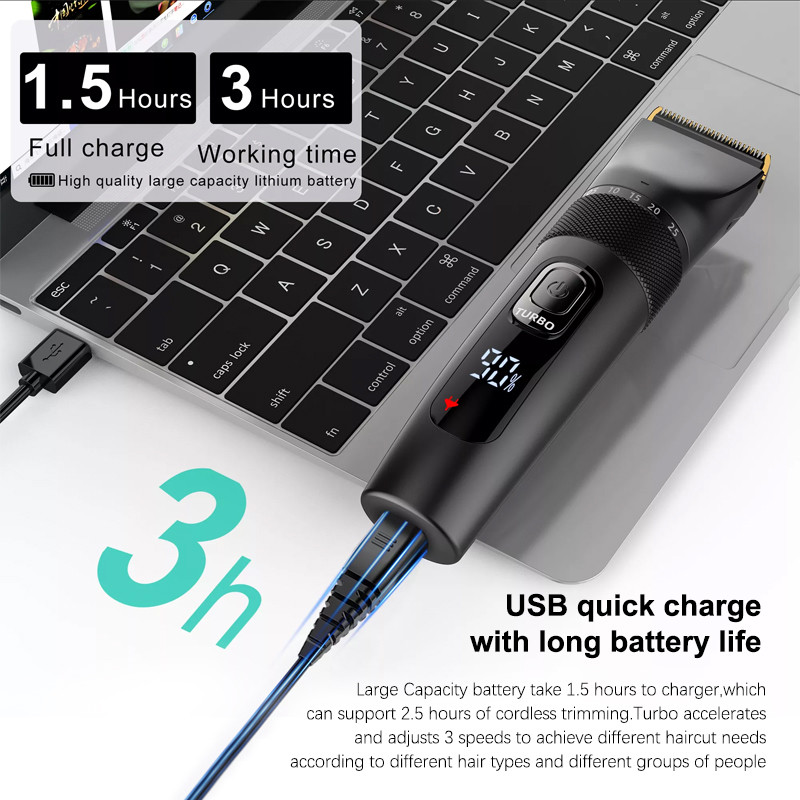 LCD Display 8W Electric Hair Trimmer , 600MAH Men Professional Hair Clippers
