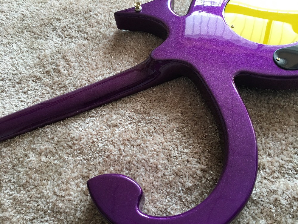 Custom guitar shop prince guitar Purple color boat anchor electric guitar with golden hardwares plastic pickguard
