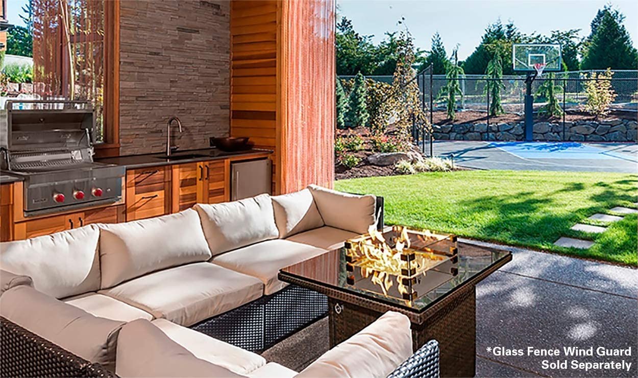 36'' Outdoor Propane Coffee Brown Square Gas Square Fire Pit Powder Coating