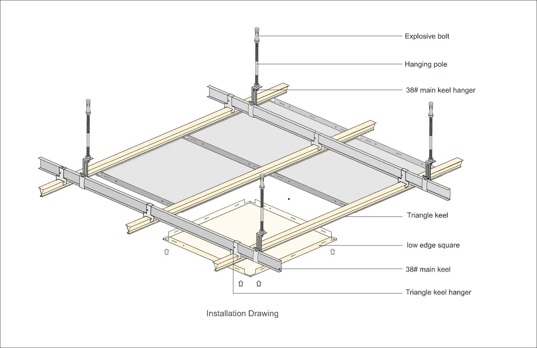 Durable House Interior False Ceiling , 30×30cm Indoor Aluminium Clip In Ceiling