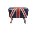 Vintage Union Jack Leather Stool Vintage Leather Bench With Wooden Legs