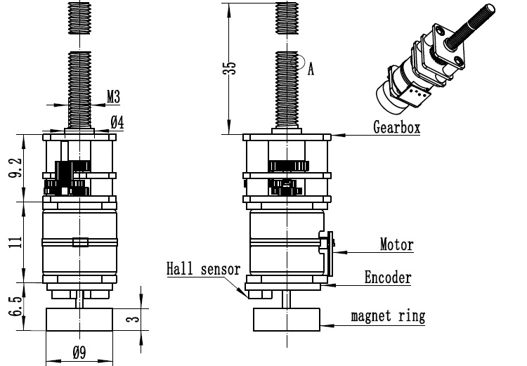 18° Step Angle 5Vdc gear motor 10mm screw motor stepper motor with encoder suitable for medical equipment