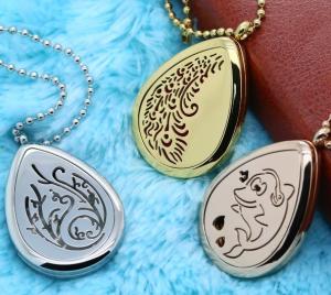Quality New 316L Stainless Steel Water Drop Shape Hollow Perfume Essential Oil Diffuser Lockets wholesale