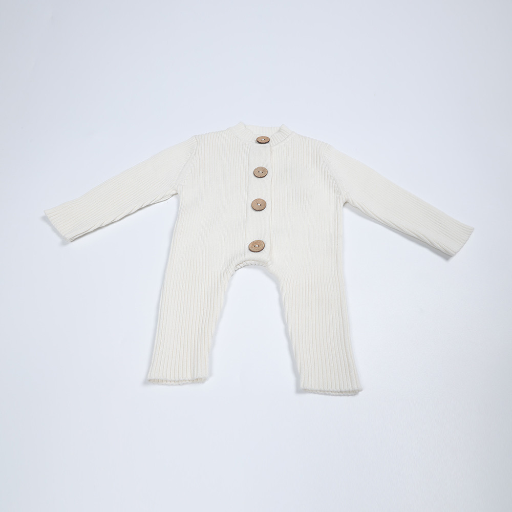 Unisex Baby Knit Rompers Long Sleeve One Piece Button Down Sweater Jumpsuit Playsuit 100% Cotton Homewear Sleepwear