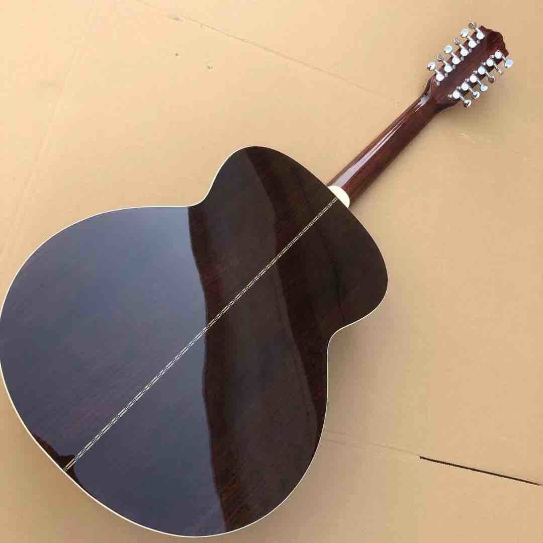 Top quality solid top custom guild jumbo 12 strings gloss finishing acoustic electric guitar 12 string guitar