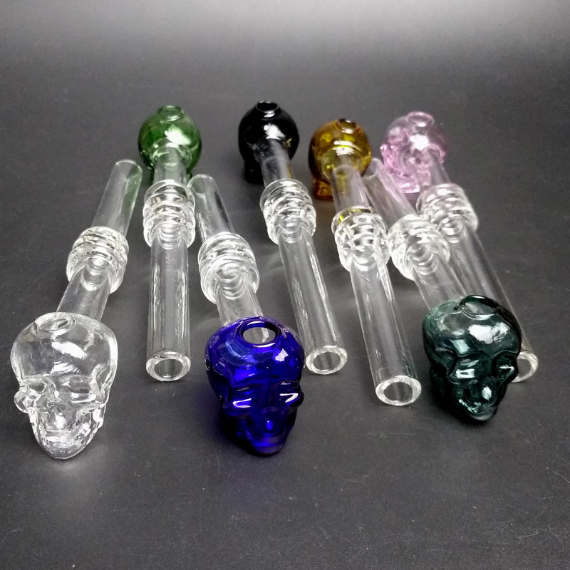 Long Colored Elegant Glass Smoking Pipe Handle Tubes Multi Design