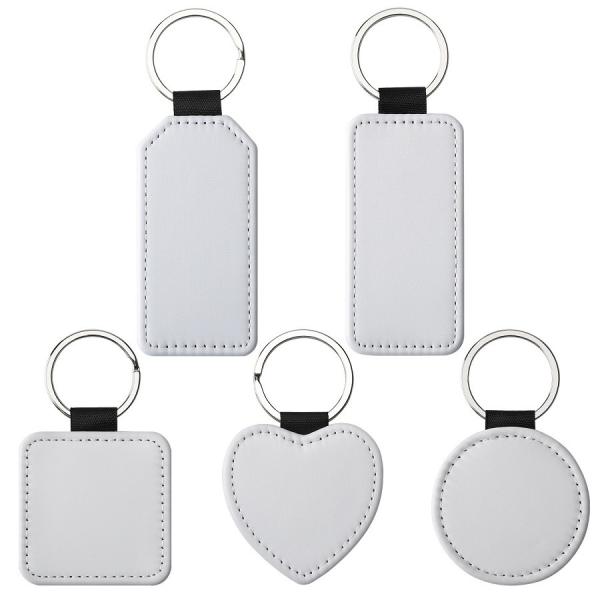 Personalized Lychee Grain Sublimation Leather Keychain Pendant Sublimation Blank