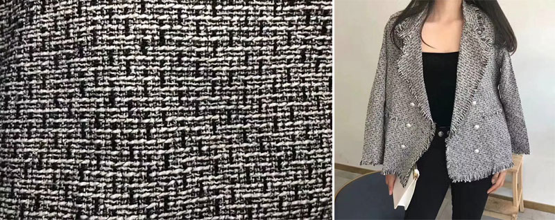 Herringbone Check Polyester Worsted Tweed Wool Fabric 150cm Width