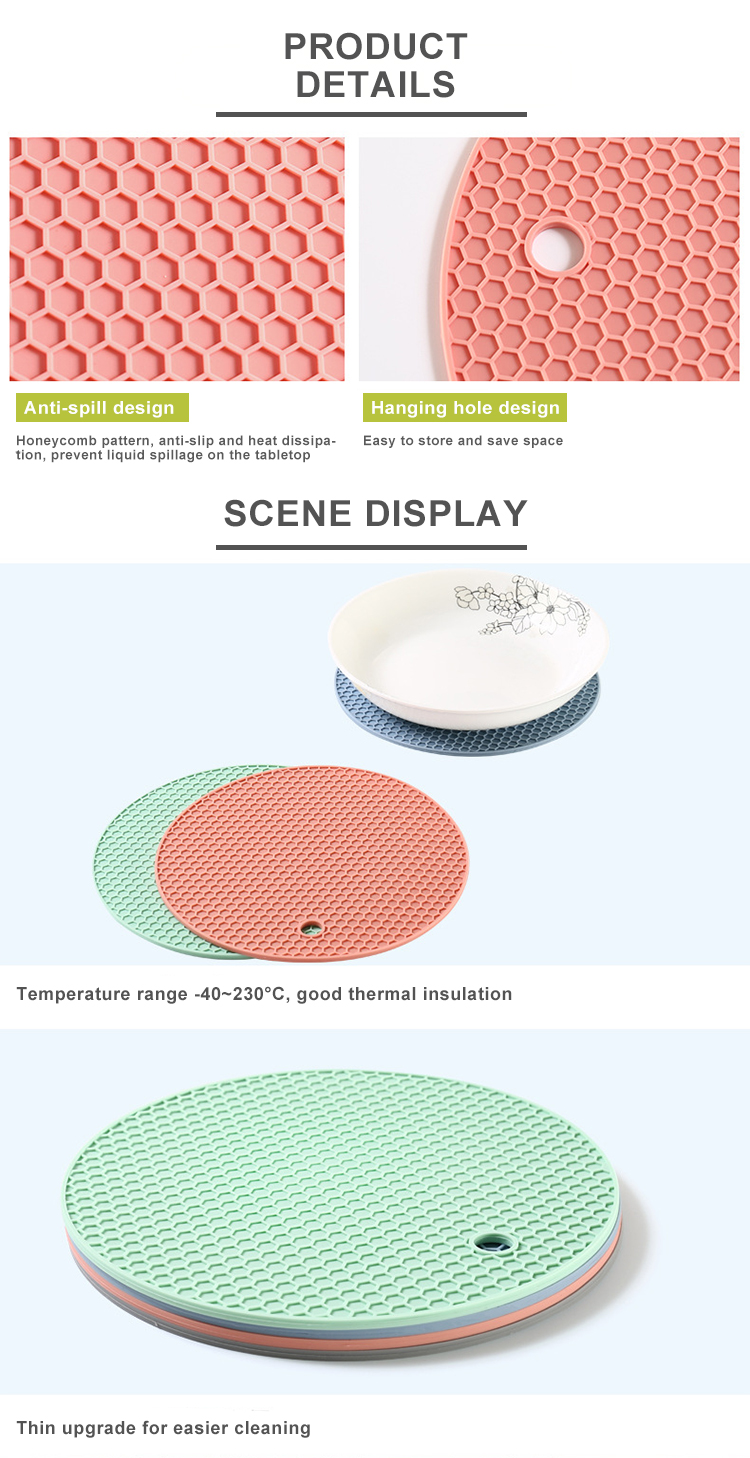 Reusable Anti Skid Round Silicone Glass Cup Coaster