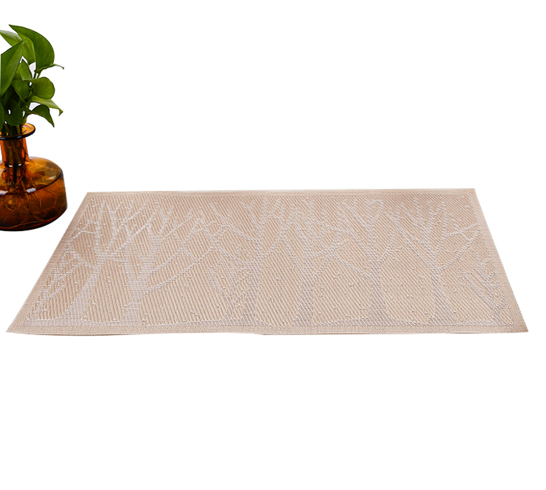 Desktop PVC Square Pressed Leaf Gold Leaves Place Mats for Kitchen and Dining Table