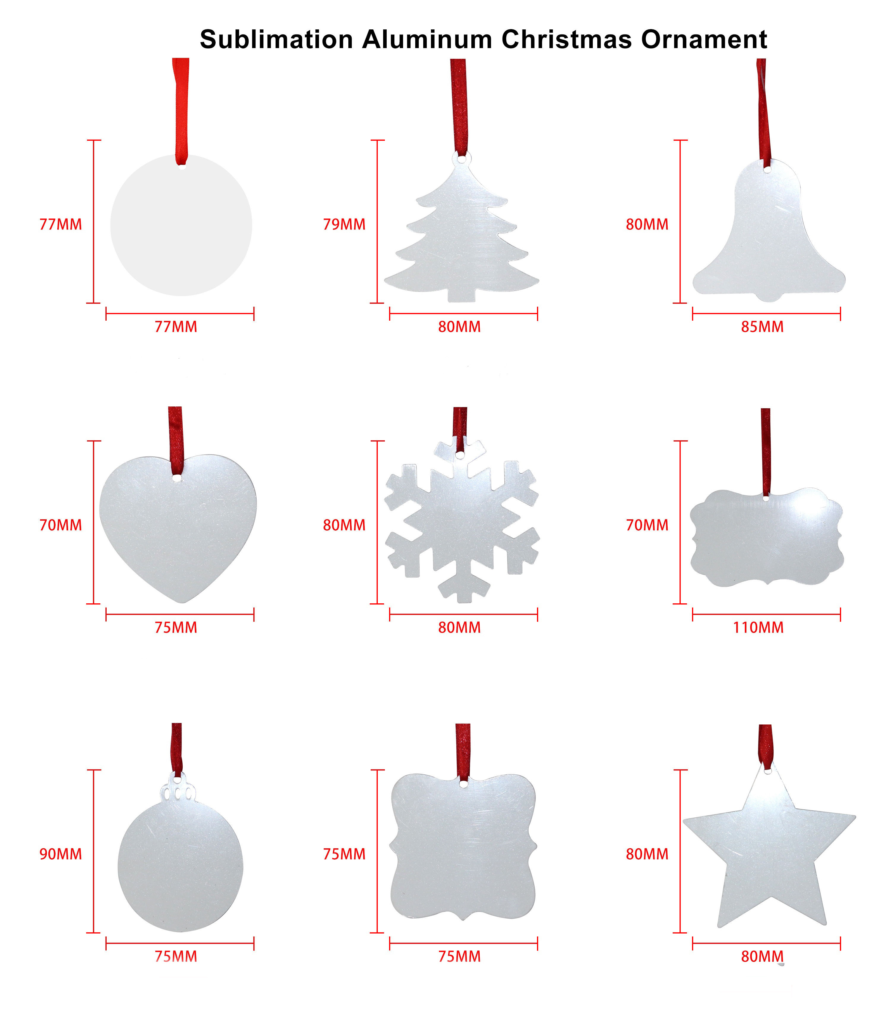 DIY Custom Double Sided Sublimation Aluminum Christmas Ornaments Sublimation Christmas Gifts Supply