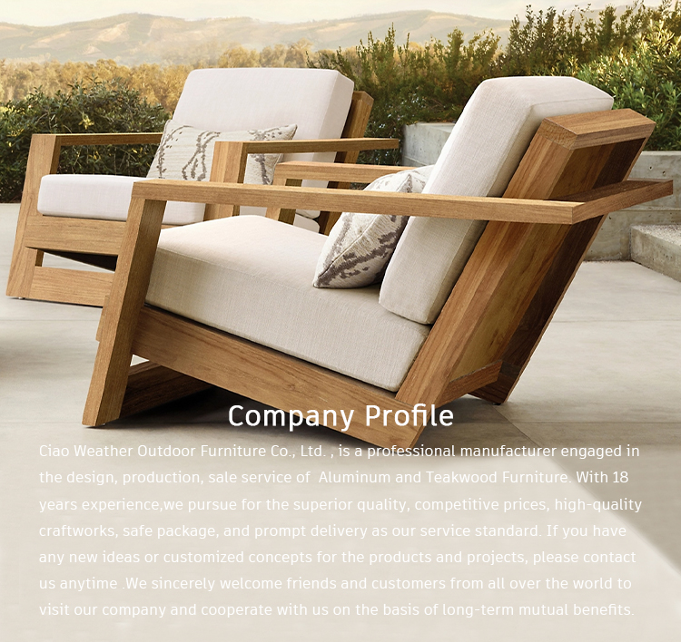 Mail Packing Teak Wood Garden Chairs and Sofa Set for Modern Design Outdoor Furniture