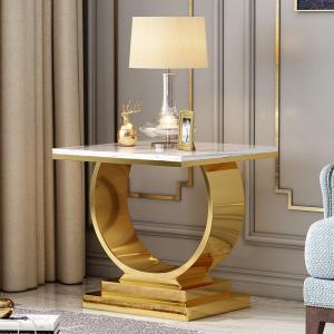 Quality Light Luxury Stainless Steel Square Living Room Sofa Side Table wholesale