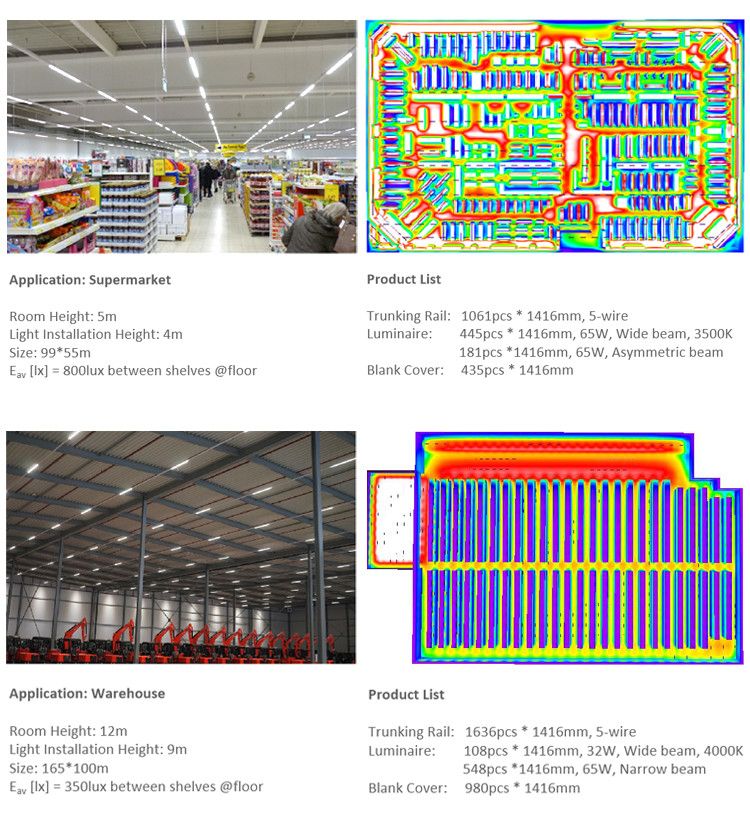 Waterproof 150cm LED Trunking System , 30W Supermarket Lighting Solutions