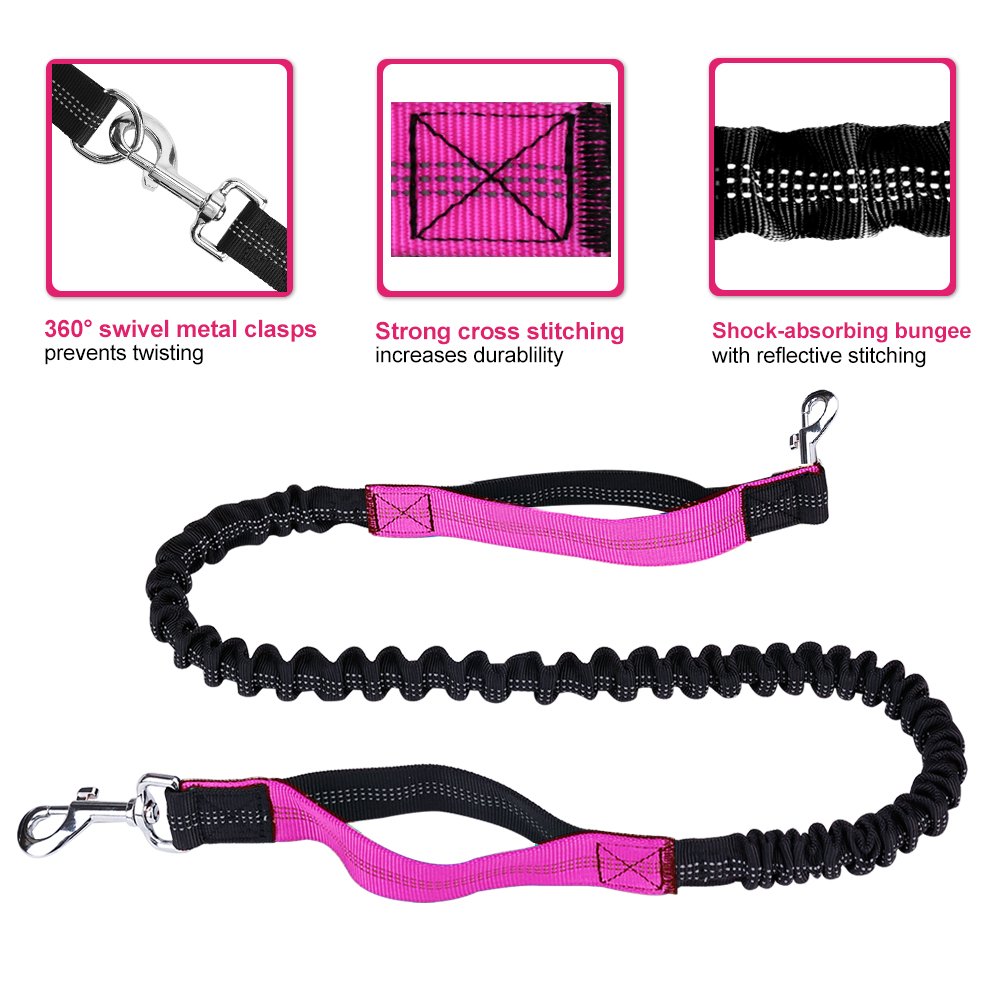 Flexible Long Extendable Dog Lead Comfortable Hands Free With Dual Handles