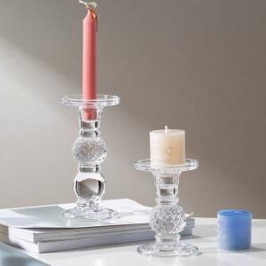 Quality 2 Sizes Glass Pillar Taper Candle Holders Centerpiece For Dining Table wholesale