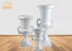 Quality Classic Wedding Centerpiece Table Vases Glossy White Fiberglass Floor Vases Indoor Planters wholesale
