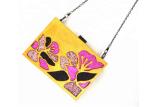 Gold Color Wooden Evening Clutch Bags / Handbag For Women With Flower