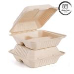 Blister Eco Compostable Clamshell 3 Compartment Disposable Lunch Box Sugarcane