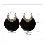 Sterling Silver Black Agate Hoop Earrings(XH021046W )