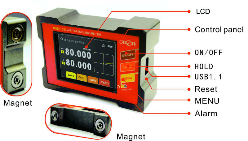 RION 100Hz Micro Mechanical Control High Accuracy Digital Inclinometer Self Calibrated