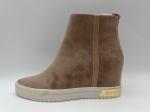 High Top Tan Leather Hiking Shoes Lightweight With Metal Zipper