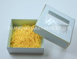 Quality Transparent Window Folding Cardboard Gift Boxes , Collapsible Gift Boxes With Shredded Paper wholesale
