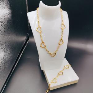 Quality Trendy High Polish Newest Gold Color Stainless Steel Earring ,Necklace , Bracelet Sets For Lady wholesale