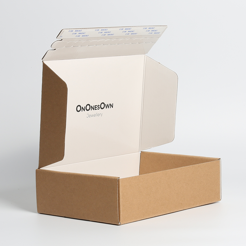 Embossed Logo Kraft Corrugated Box For Bags Packaging Custom Design And Recyclable