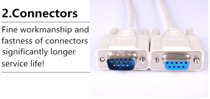 Straight DB9 To DB9 Null Modem Cable , Rs232 Male To Male Cable 1.8m 6FT