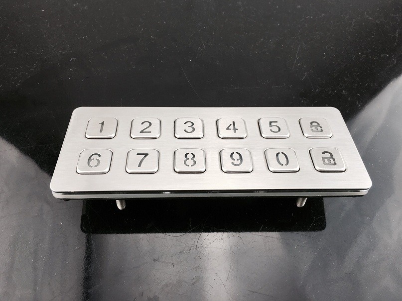 IP65 6X2 Layout numeric Metal dome Keypad With 12 flat key buttons for door lock system