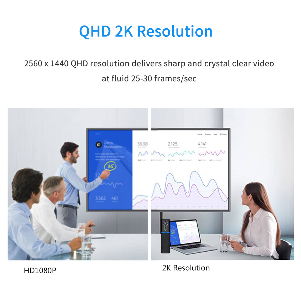 2K Resolution Ai Face Tracking Webcam All in One USB Streaming Web Camera