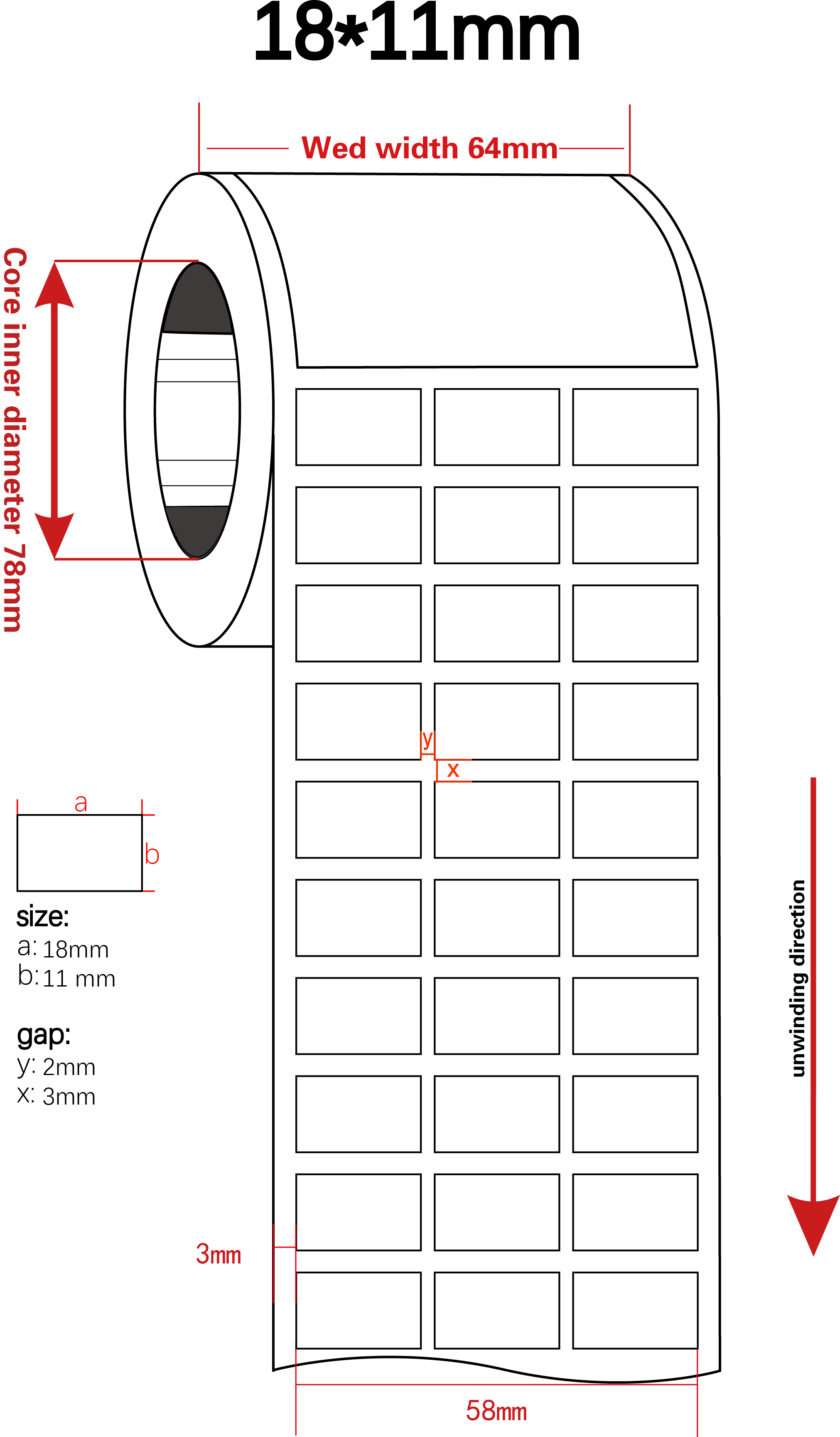 18mmx11mm 2mil White Gloss Polyimide Thermal Transfer Label