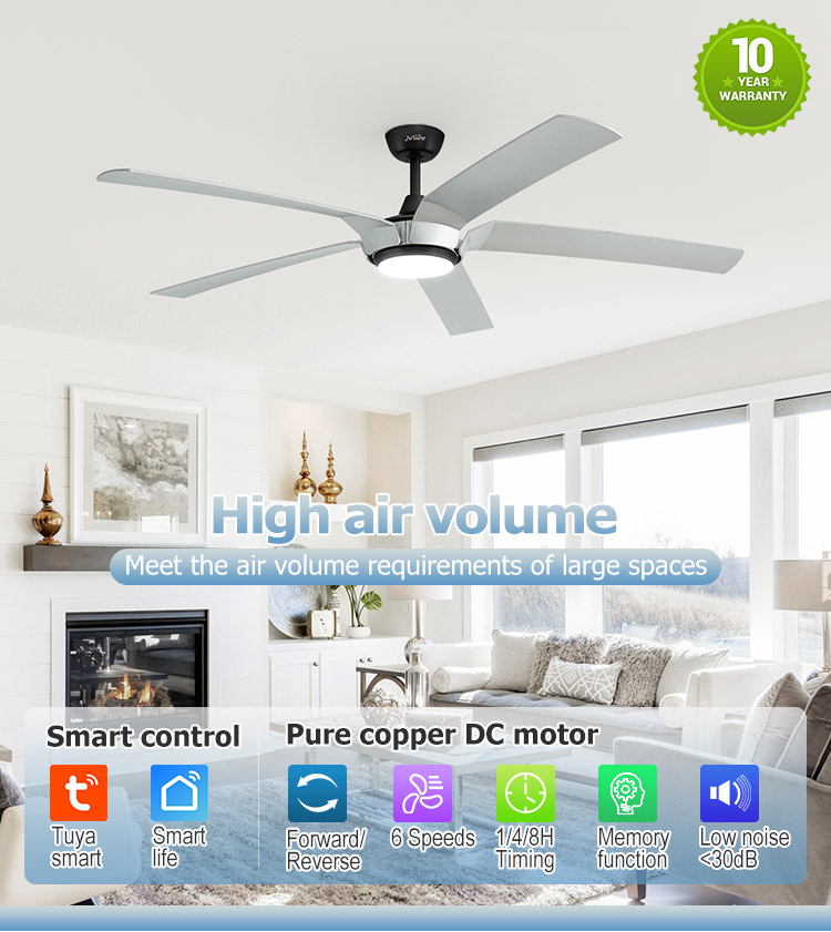 Smart Control LED Ceiling Fan with Reversible Motor and DC LED Lighting CE Certified