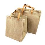 Gift Travel Tote PU Handled 20cm Burlap Grocery Bag