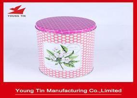 Quality Round Metal Tea Tins CMYK Printed 0.23 MM Recyclable Tinplate With Pink Lid wholesale