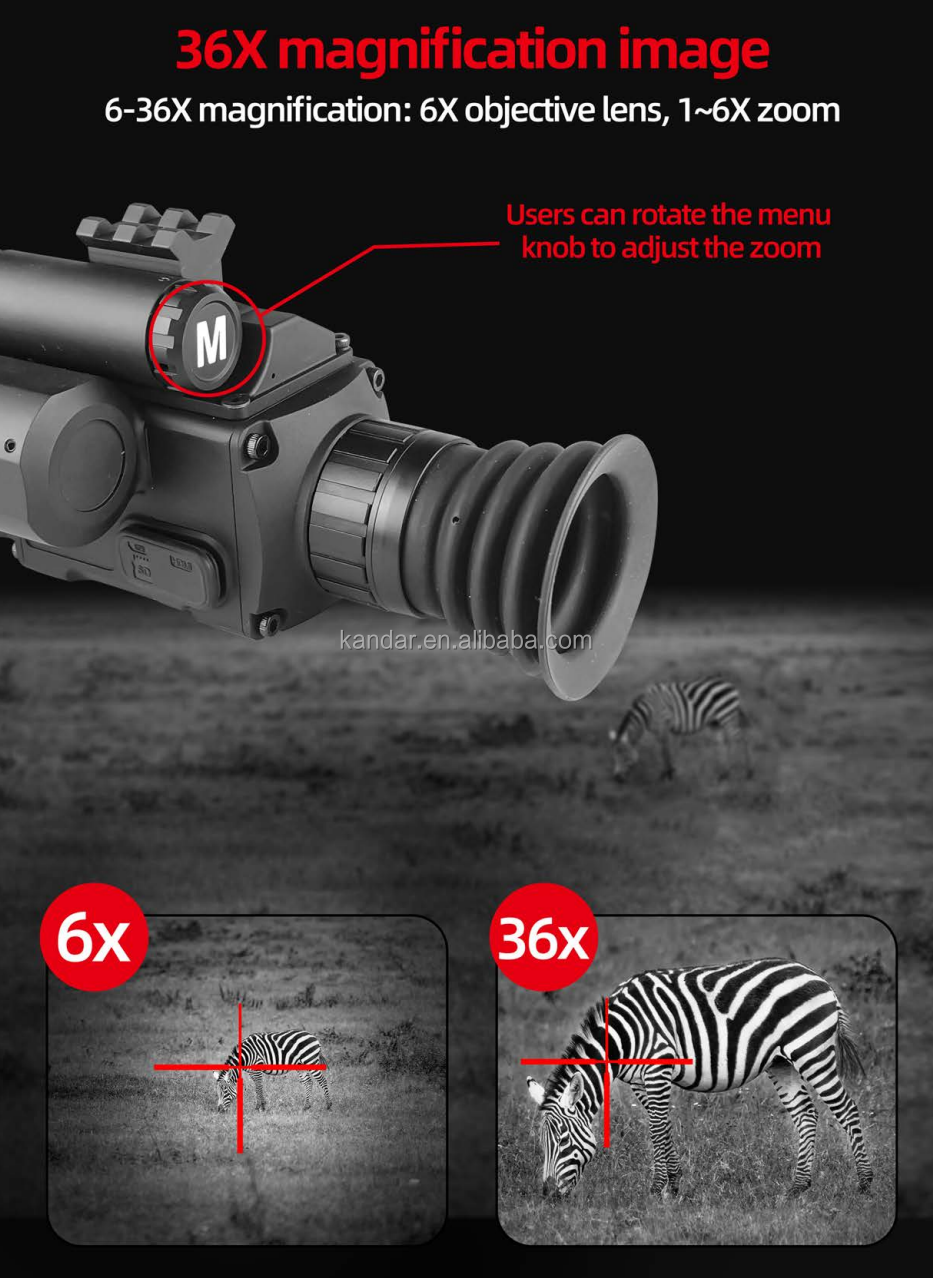 Diopter Adjustment ±5 Digital Night Vision Scope 6-36x50 with Laser Range Finder 700m