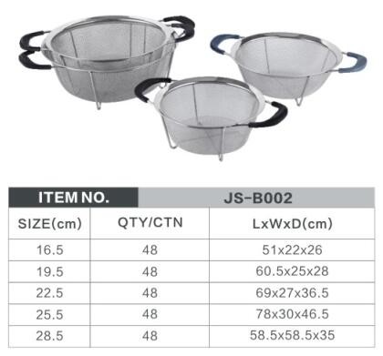 Hot sell Stainless steel washing colanders &stainers for vegetables with silicone handle
