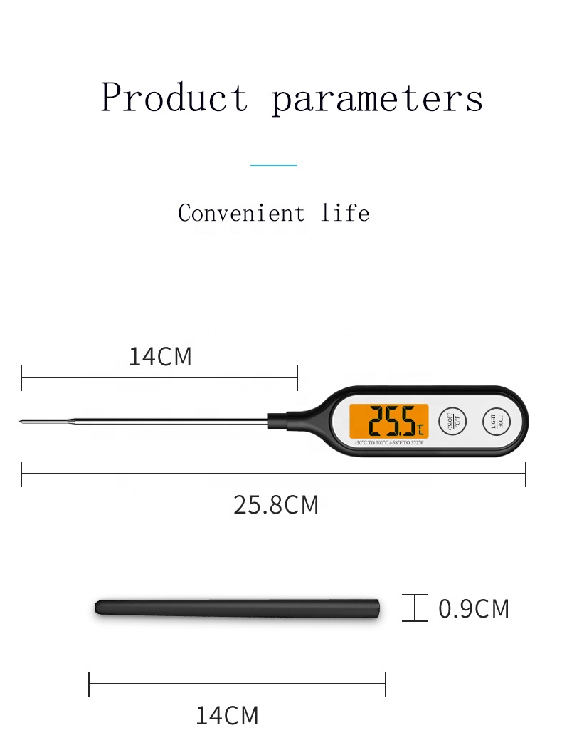 28.3*5*2.5cm Packaging Digital Wireless Meat Thermometer For BBQ Cooking ±1.8℉ Accuracy