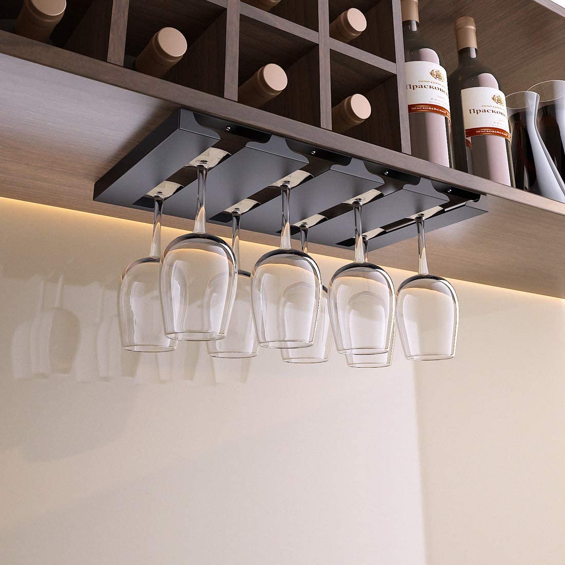 Zinc Plating Glass Cup Hanging Holder Metal Hanging Organizer for Bar and Restaurant