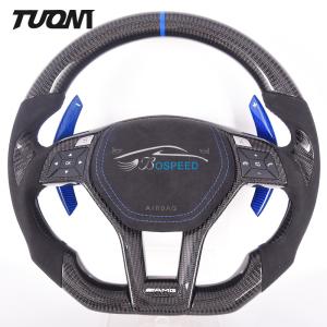 Quality 350mm Mercedes Amg Steering Wheel W212 Blue Paddles High Gloss wholesale