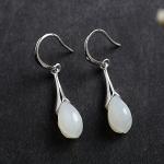 925 Silver Natural Jade Drop Earrings(E20180101)