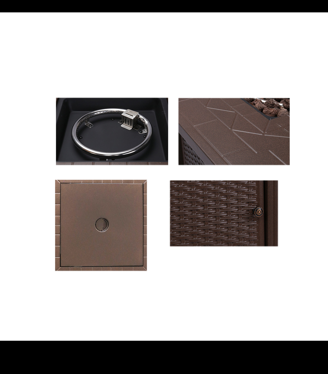 Oil Finished Propane Gas Fire Pit Bronze Table 28 Inch Square