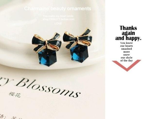 2018 Fashion Diamend Butterfly Shape Earrings Ear Drops Silver Exported Korea